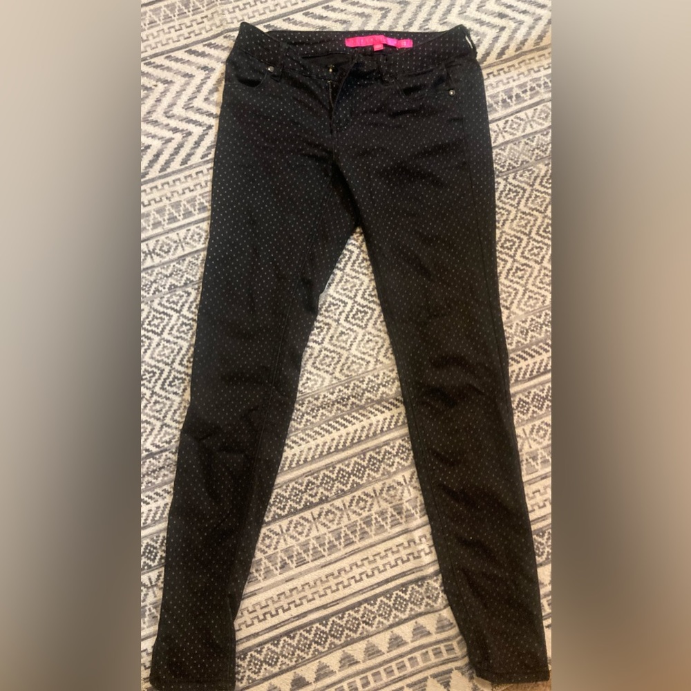 Size one Tinseltown pants. Black with polka dots. Like new